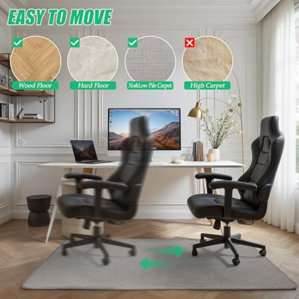 Kuyal Tri-Fold Office Chair Mat for Hardwood Floor, 36" x 48" – Light Gray