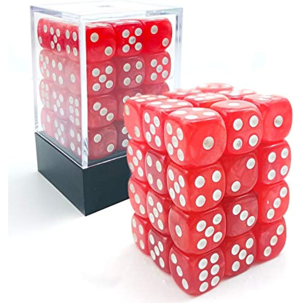 Bescon 12mm Marble Red 6-Sided Dice Set | 36 Count Block with Box