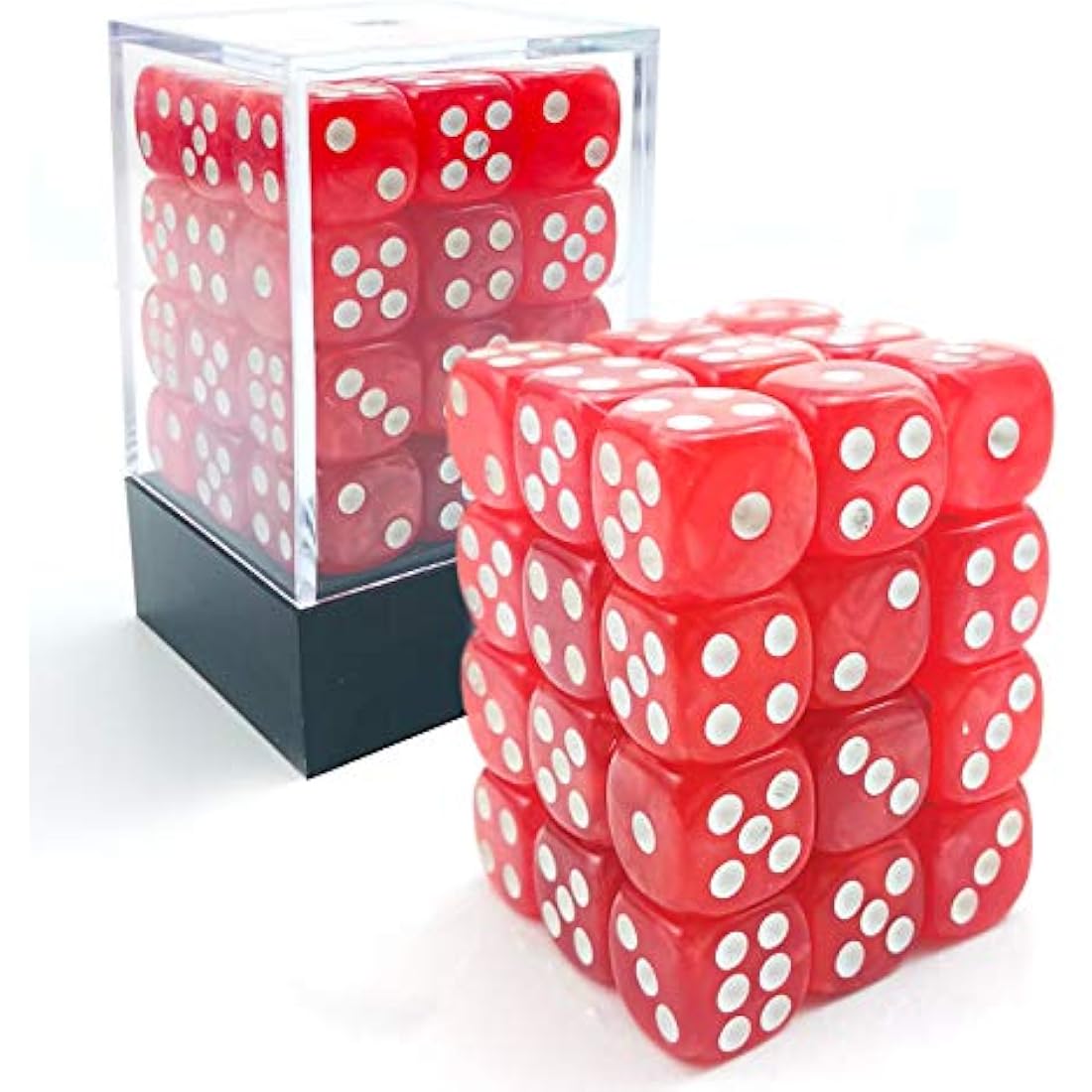 Bescon 12mm Marble Red 6-Sided Dice Set | 36 Count Block with Box