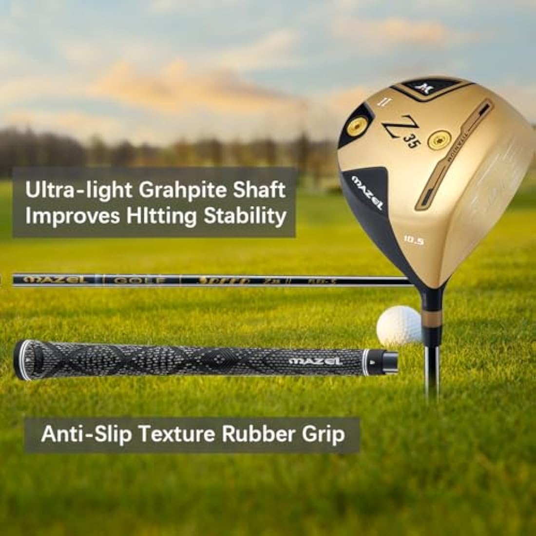 MAZEL Titanium Golf Driver for Men | 460CC Cup Face Design
