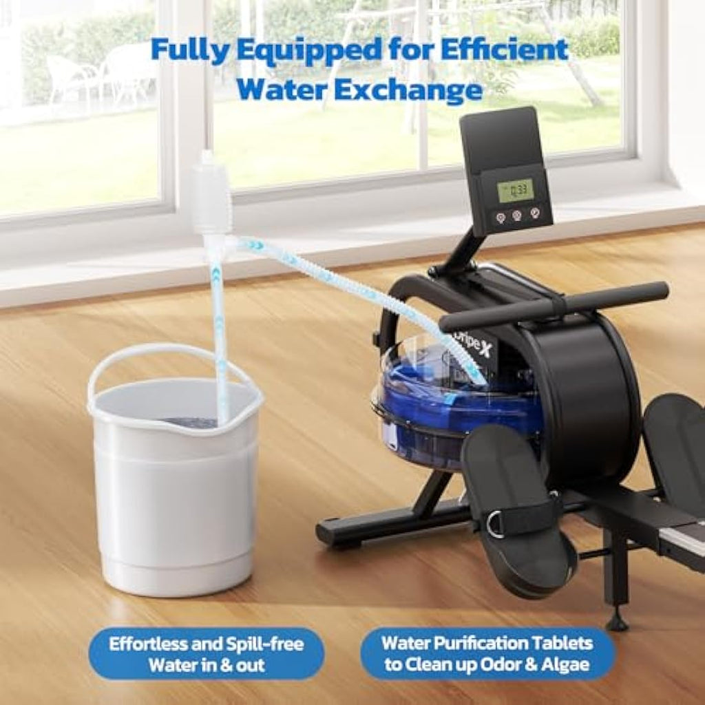 Dripex Water Rowing Machine – 6 Resistance Levels & Aluminum Slide Rail