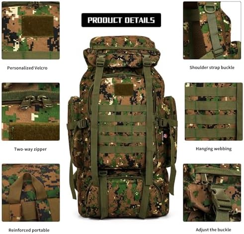 W WINTMING Military Hiking Backpack | Durable Tactical Camping Rucksack