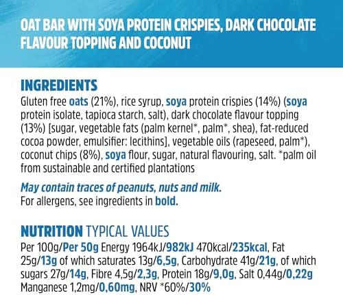 TREK High Protein Flapjack Cocoa Coconut – Vegan & Gluten Free – 36 Bars