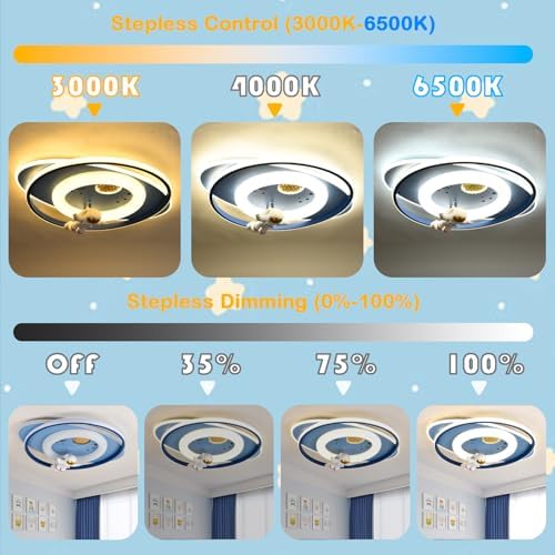 GHiycotdl Astronaut LED Ceiling Light – 58cm Dimmable Kids Room Lamp