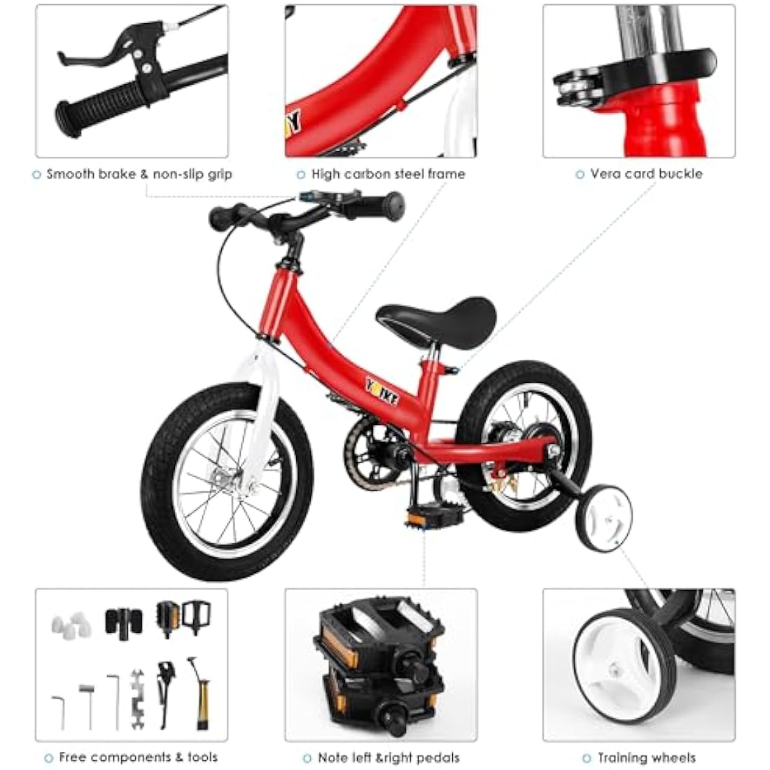 Jolof Store 2-in-1 Kids Balance Bike with Pedals and Training Brake