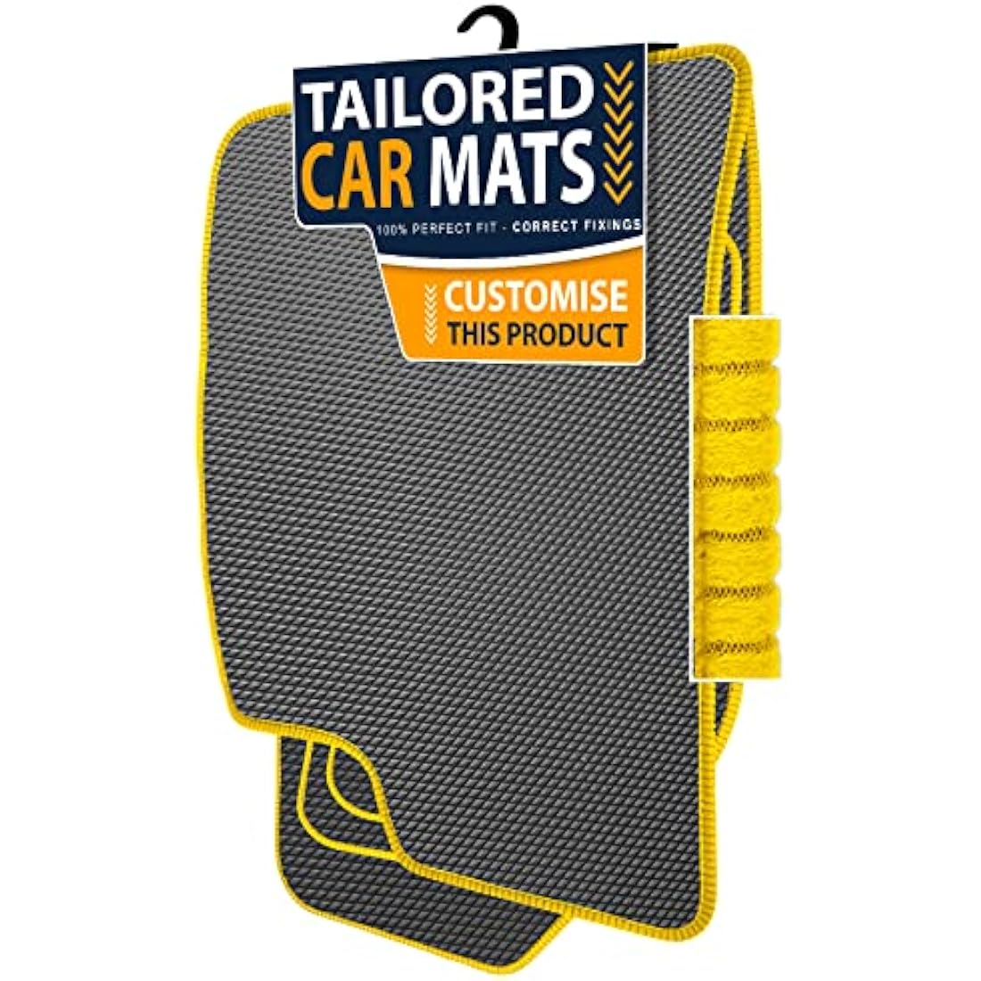 Ford Fiesta MK8 2017+ Luxury Diamond Rubber Car Mats – Yellow