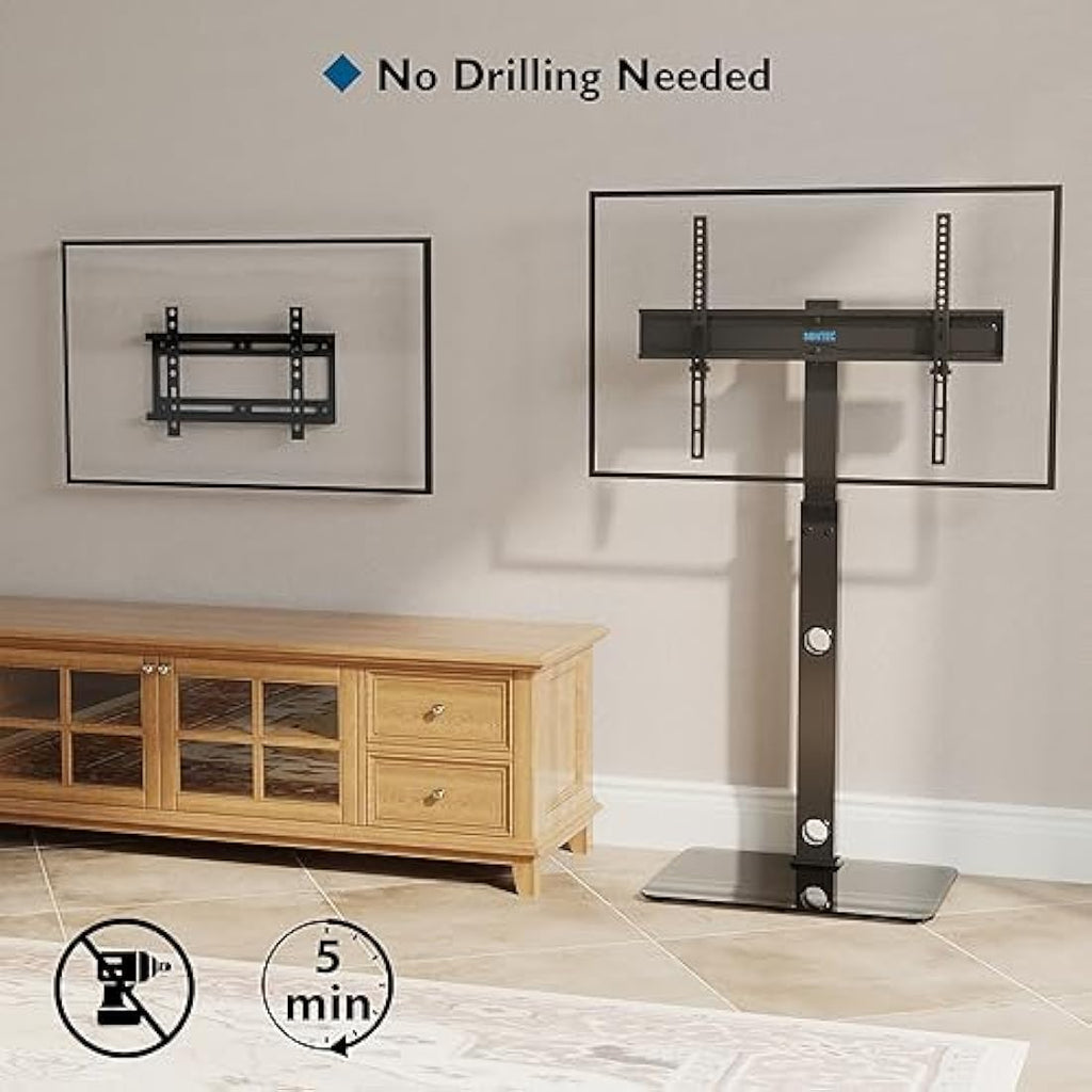 BONTEC TV Floor Stand for 30-70 inch TVs | Swivel & Height Adjustable