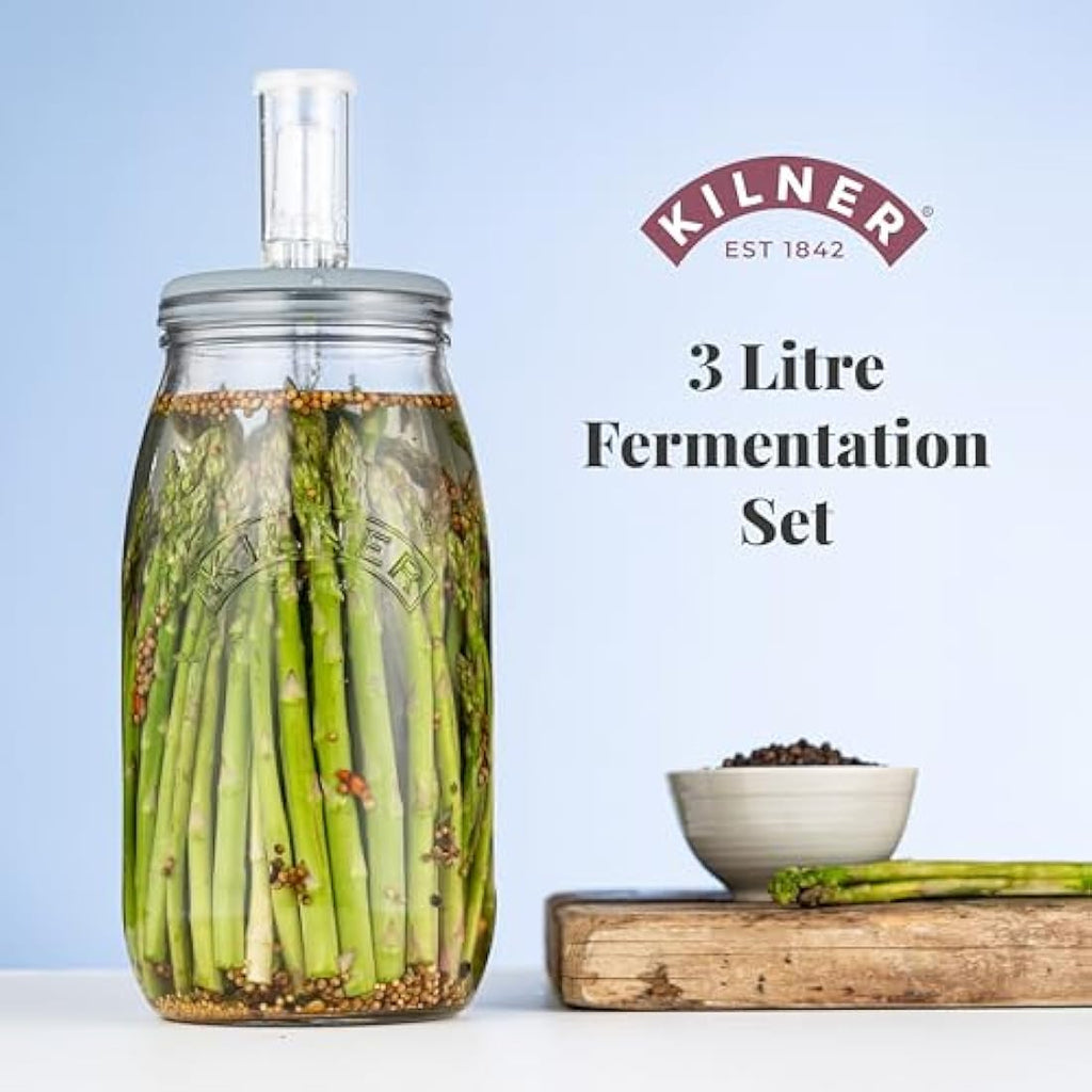 Kilner 3L Fermentation Set | Glass Jar with Air Lock & Weights