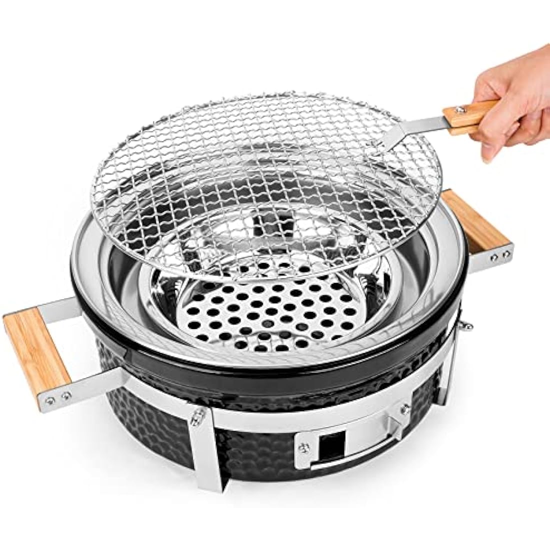 Onlyfire Portable Ceramic Clay Tabletop Charcoal Grill for Outdoor Cooking