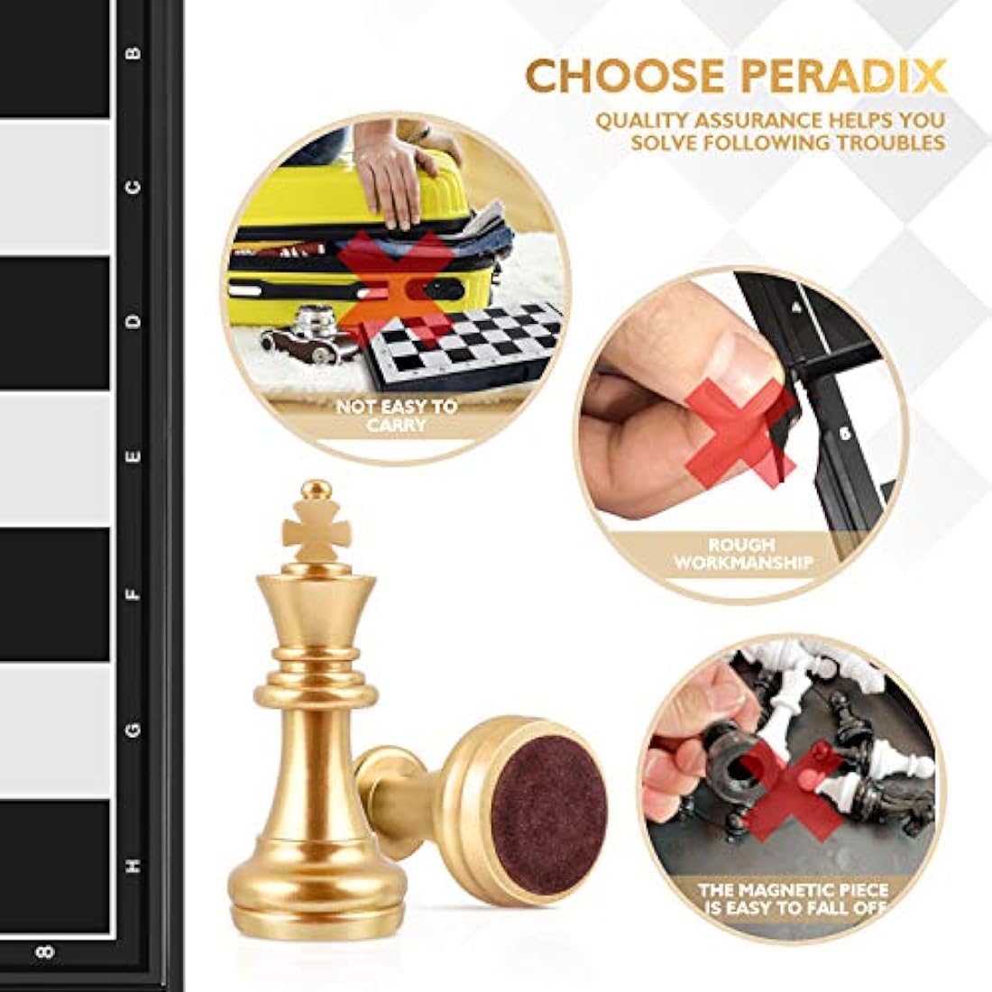 Peradix Magnetic Travel Chess Set – Foldable Portable Board for Kids