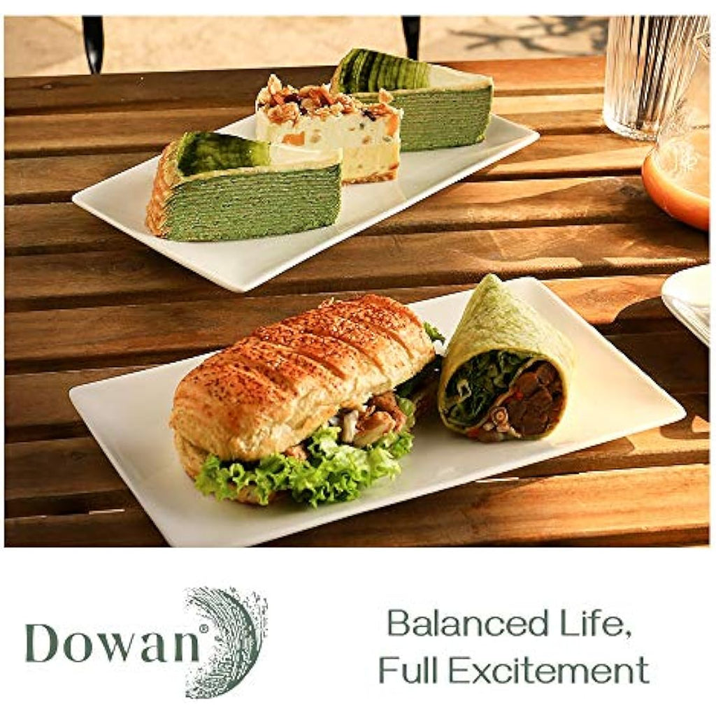 DOWAN White Ceramic Rectangular Serving Platters – 12" x 6" Porcelain Set of 4