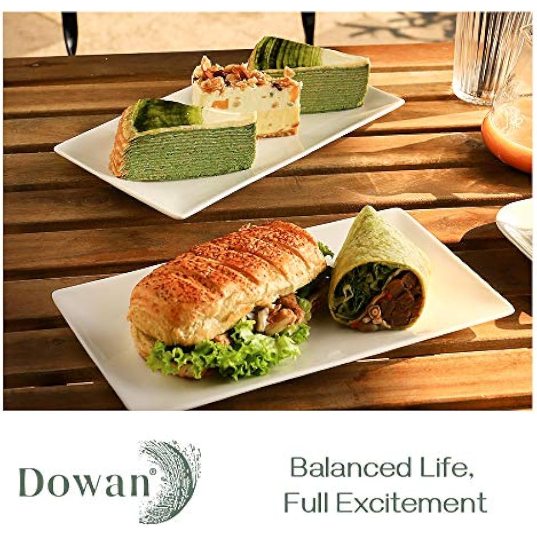 DOWAN White Ceramic Rectangular Serving Platters – 12" x 6" Porcelain Set of 4
