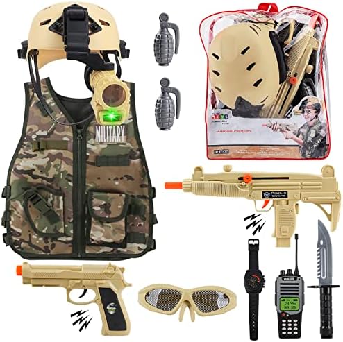 Jolof Store Kids Military Soldier Costume Set with Toy Shotgun & Helmet