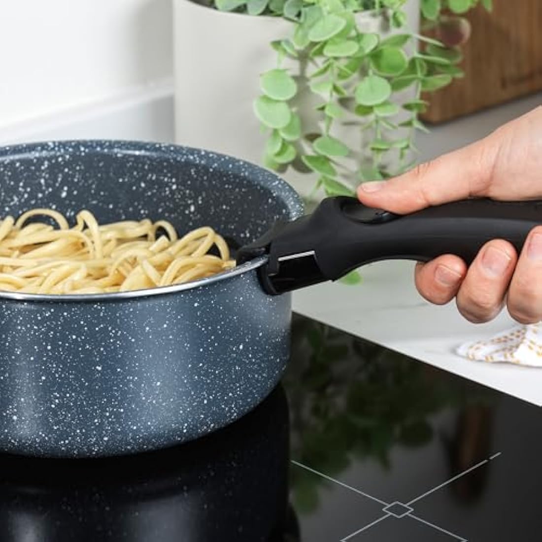 Russell Hobbs Nightfall Stone 3-Piece Non-Stick Stackable Saucepan Set