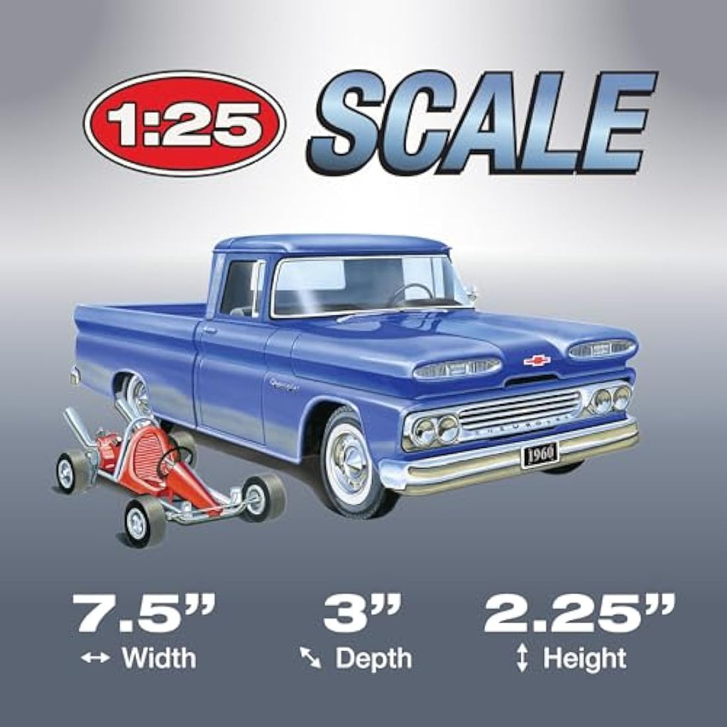 AMT 1960 Chevy Fleetside Pickup with Go Kart Model Kit - 1/25 Scale