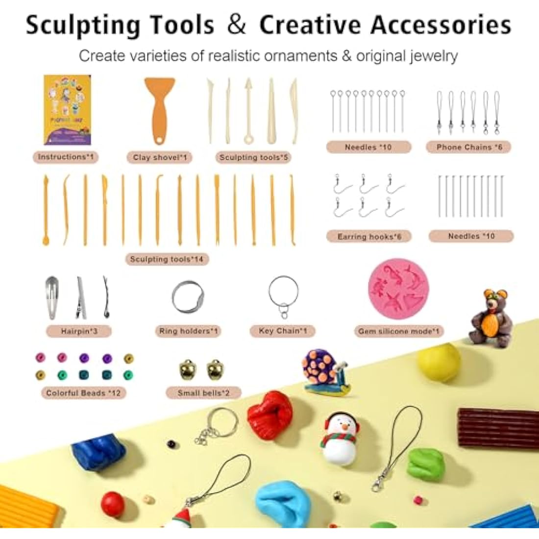 Aestd-ST 60 Colors Polymer Clay Kit – Oven Bake Modeling Clay for Kids
