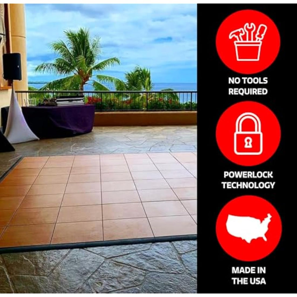 SnapFloors 3'x3' Modular Dance Floor Kit – Oak Interlocking Tiles