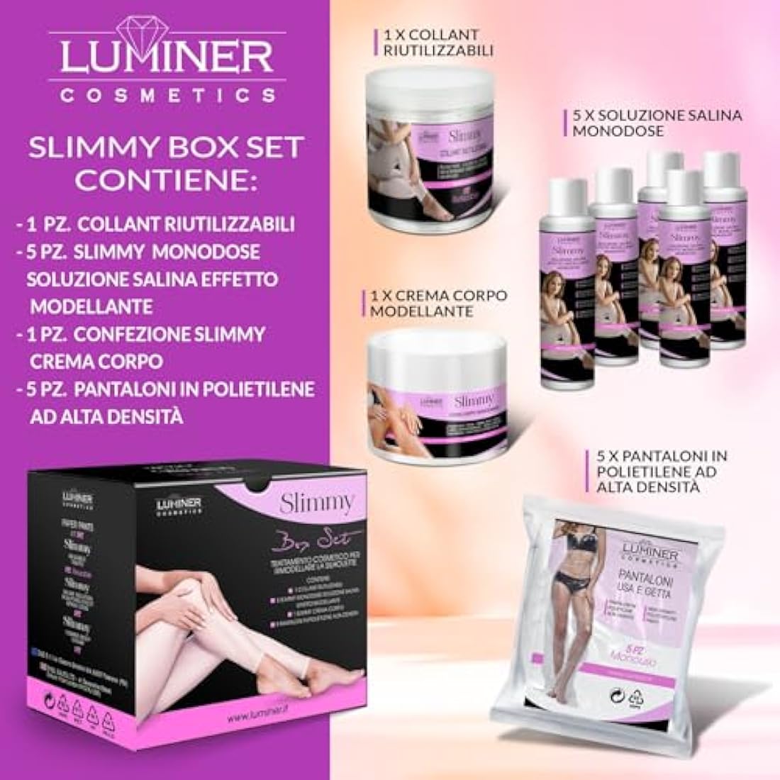LUMINER Slimmy Box Set | Anti-Cellulite Draining Tights with Dead Sea Salt