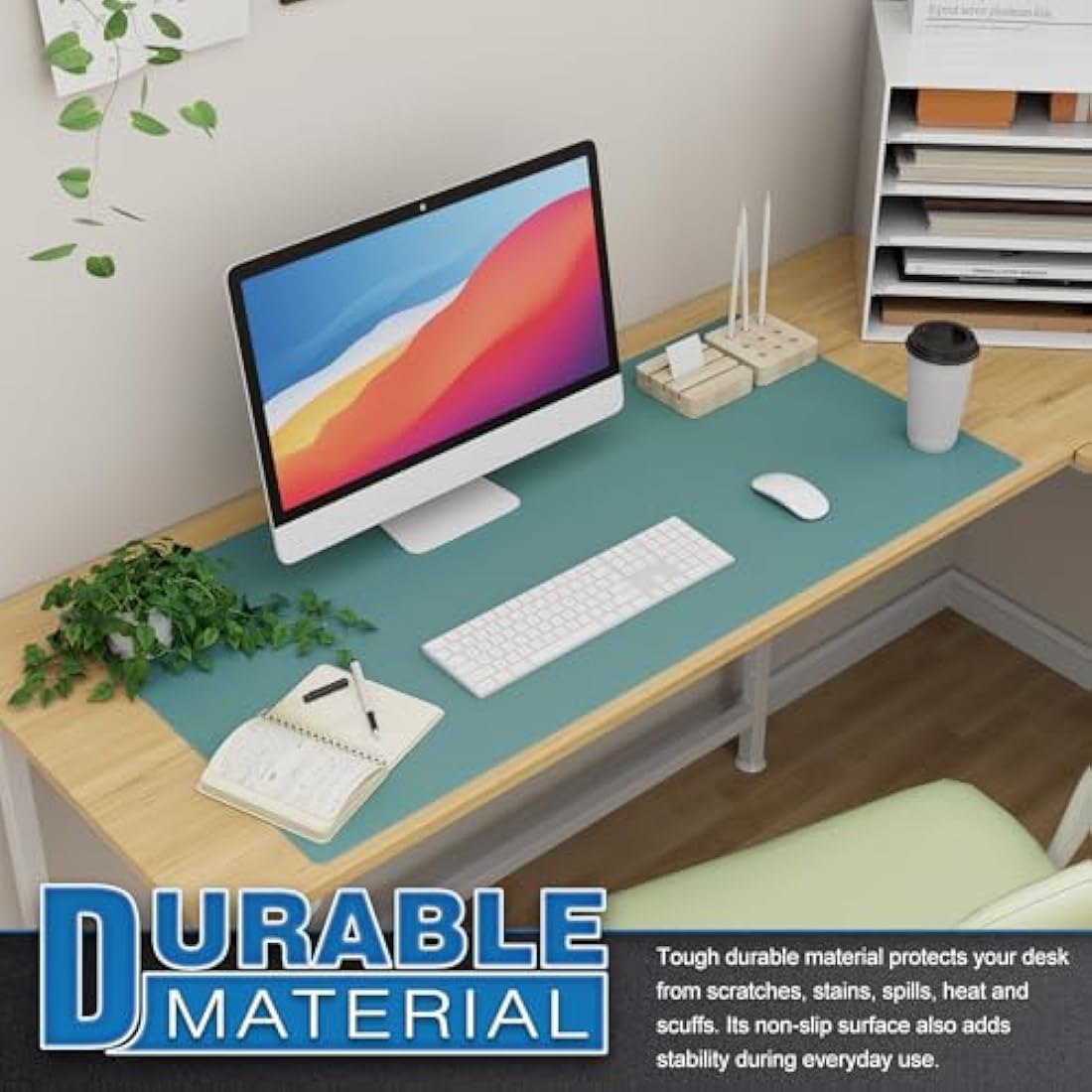 K KNODEL Leather Desk Mat | Dual-Sided Office Mouse Pad - Green (90x43cm)