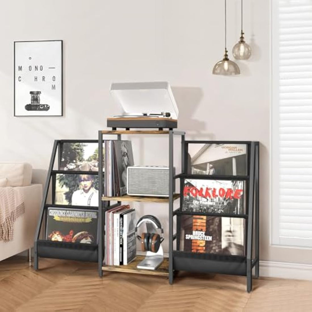 Bikoney Record Player Stand | 280 Vinyl Storage Cabinet & Media Console
