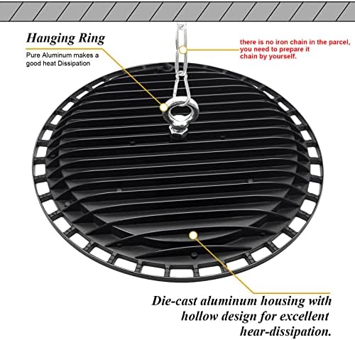 TODEHI 150W UFO LED High Bay Light | 15000LM IP65 Shop Lights - 4 Pack
