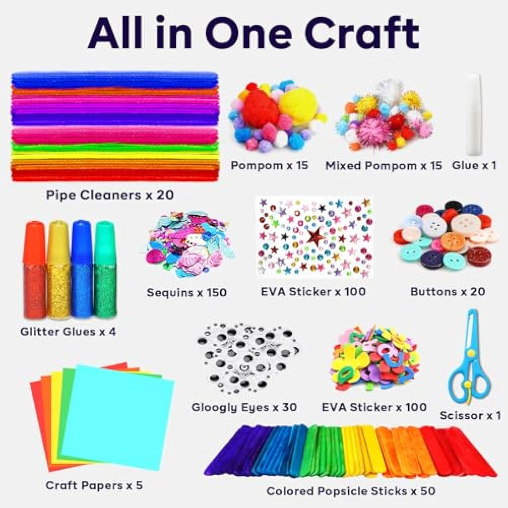 FunzBo Arts and Crafts Supplies Kit for Kids | All-in-One DIY Craft Jar