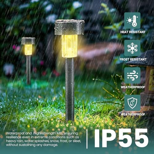 GIGALUMI Solar Garden Lights | 24 Pack Stainless Steel Outdoor Pathway Lights