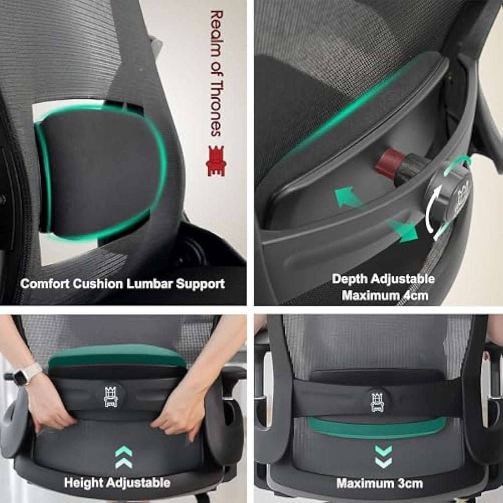 Realm of Thrones VALOUR Ergonomic Mesh Office Chair with 3D Lumbar Support