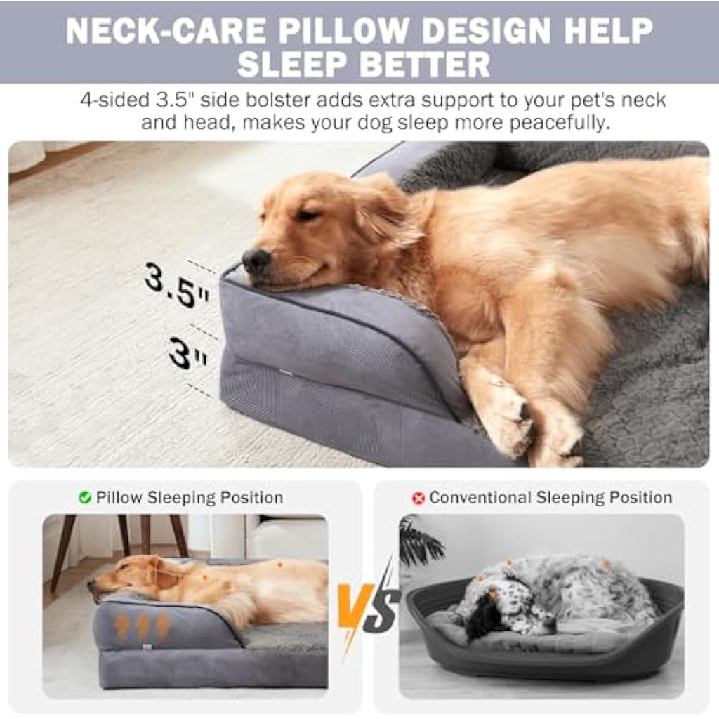 JOEJOY Orthopedic Memory Foam Dog Bed - Large Washable Pet Sofa