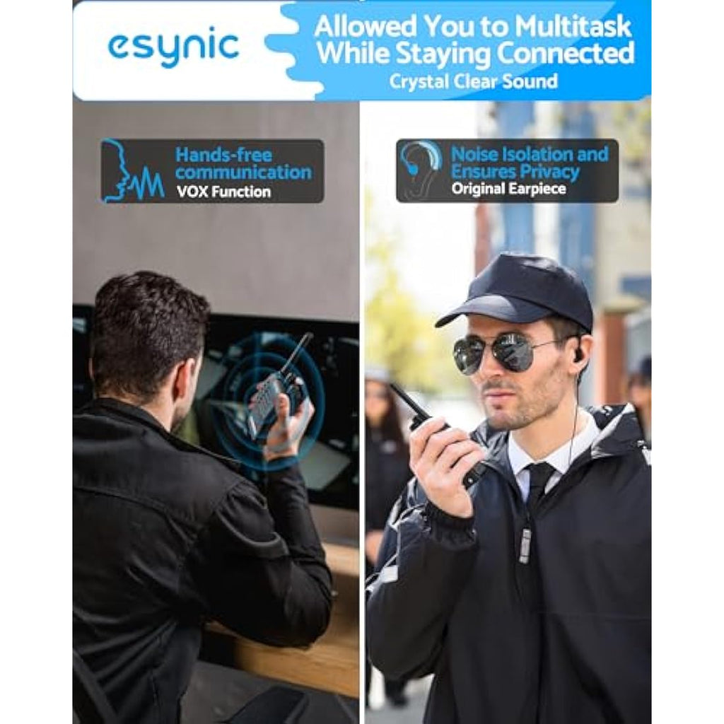 eSynic 3-Pack Rechargeable Walkie Talkies | 16CH Two-Way Radio with VOX