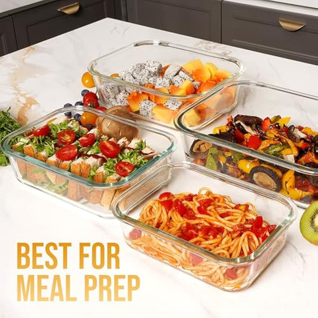 Glass Food Storage Containers - 4-Pack Large Meal Prep Set