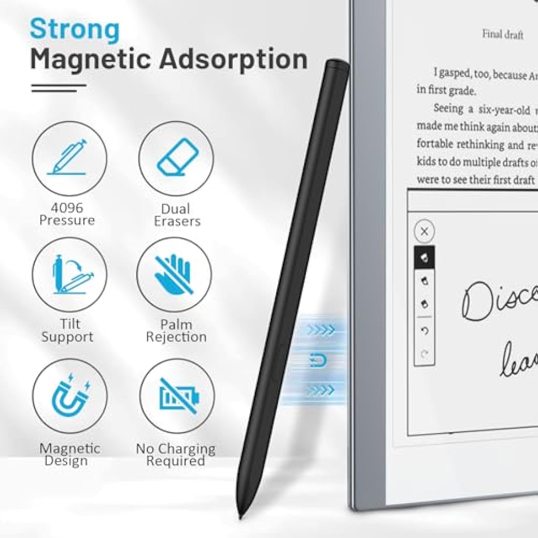 TiMOVO Magnetic EMR Stylus for Remarkable 2 & Kindle Scribe | Black