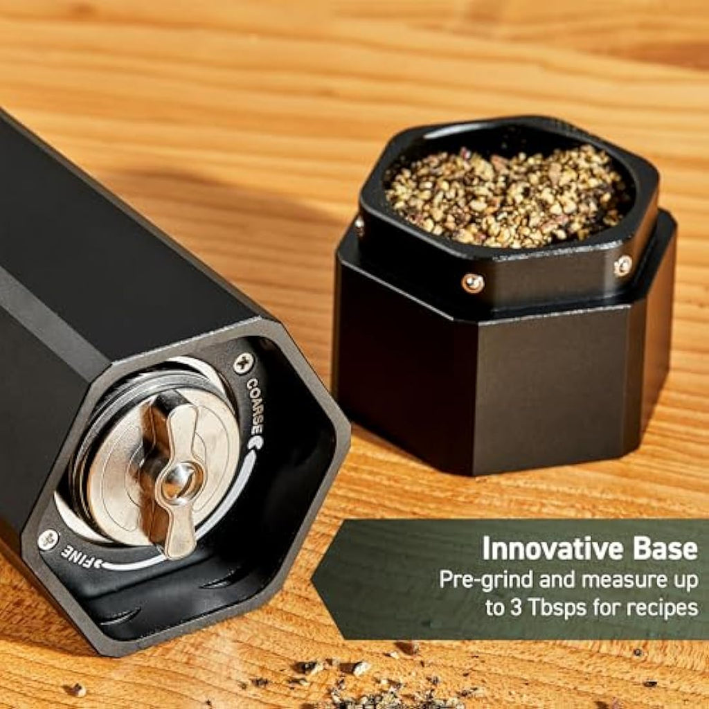 HexClad HexMill Pepper Grinder – Aluminum Matte Black Burr Mill