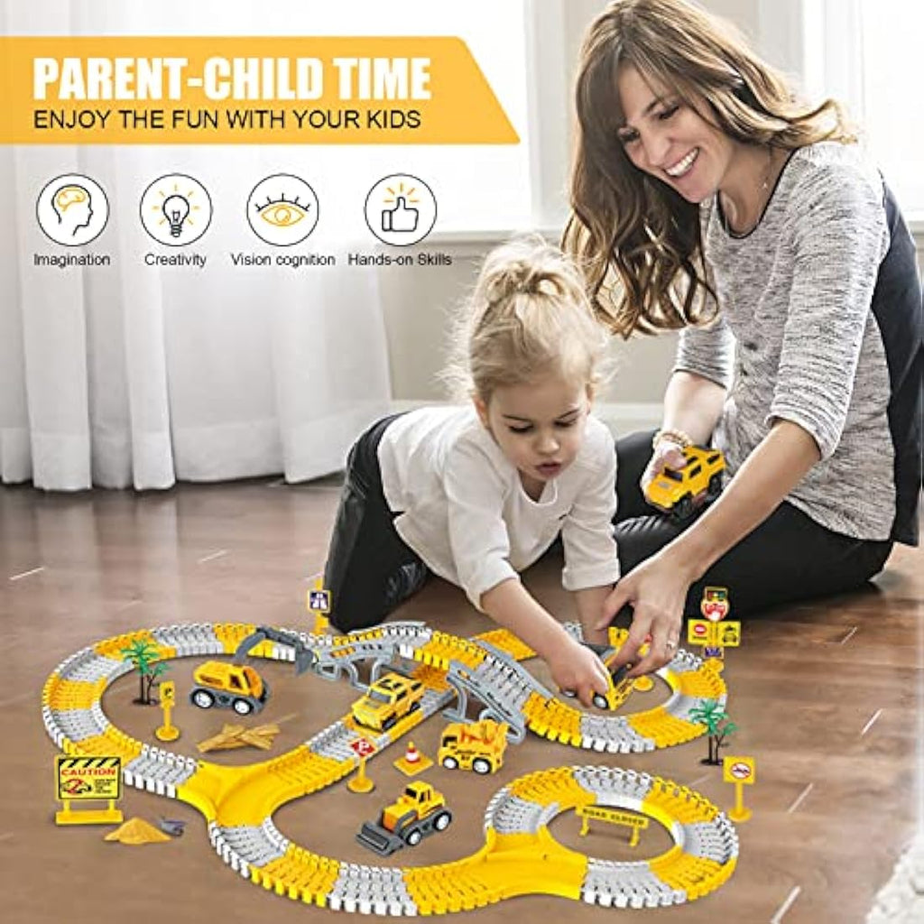 Construction Race Track Set – 260 Piece Flexible DIY Toy Kit
