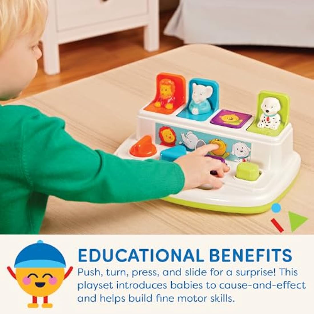 Battat Pop-Up Pals – Animal Cause and Effect Toy for Toddlers 18M+