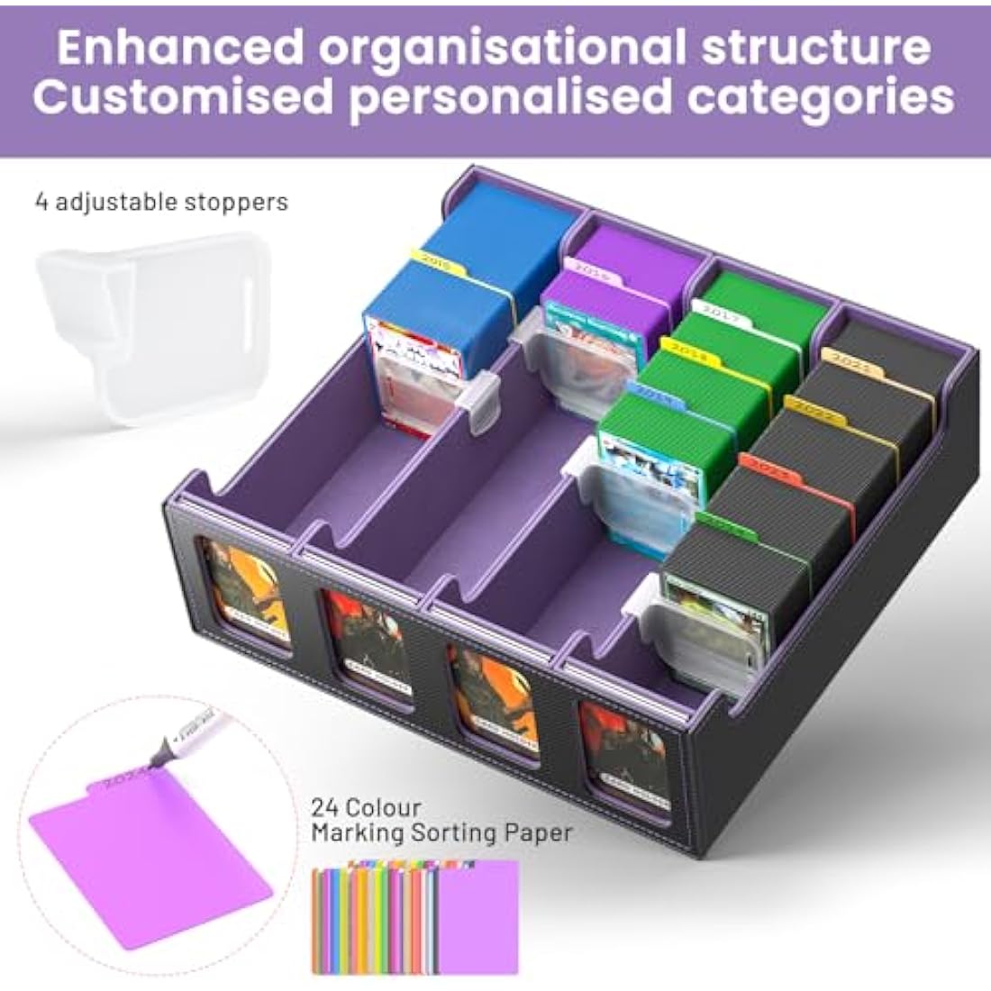 Hot Bee 2400+ Card Deck Box | PU Leather TCG Storage Case - Purple