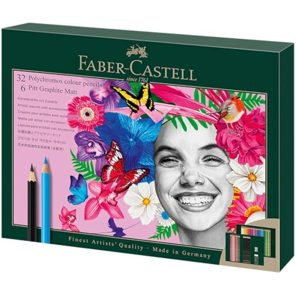 Faber-Castell 40-Piece Drawing Set | Polychromos & Pitt Graphite Matt