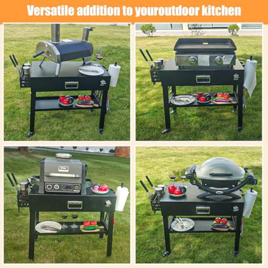 Jolof Store Portable Grill Cart – Folding Stand for Ninja Woodfire & Blackstone