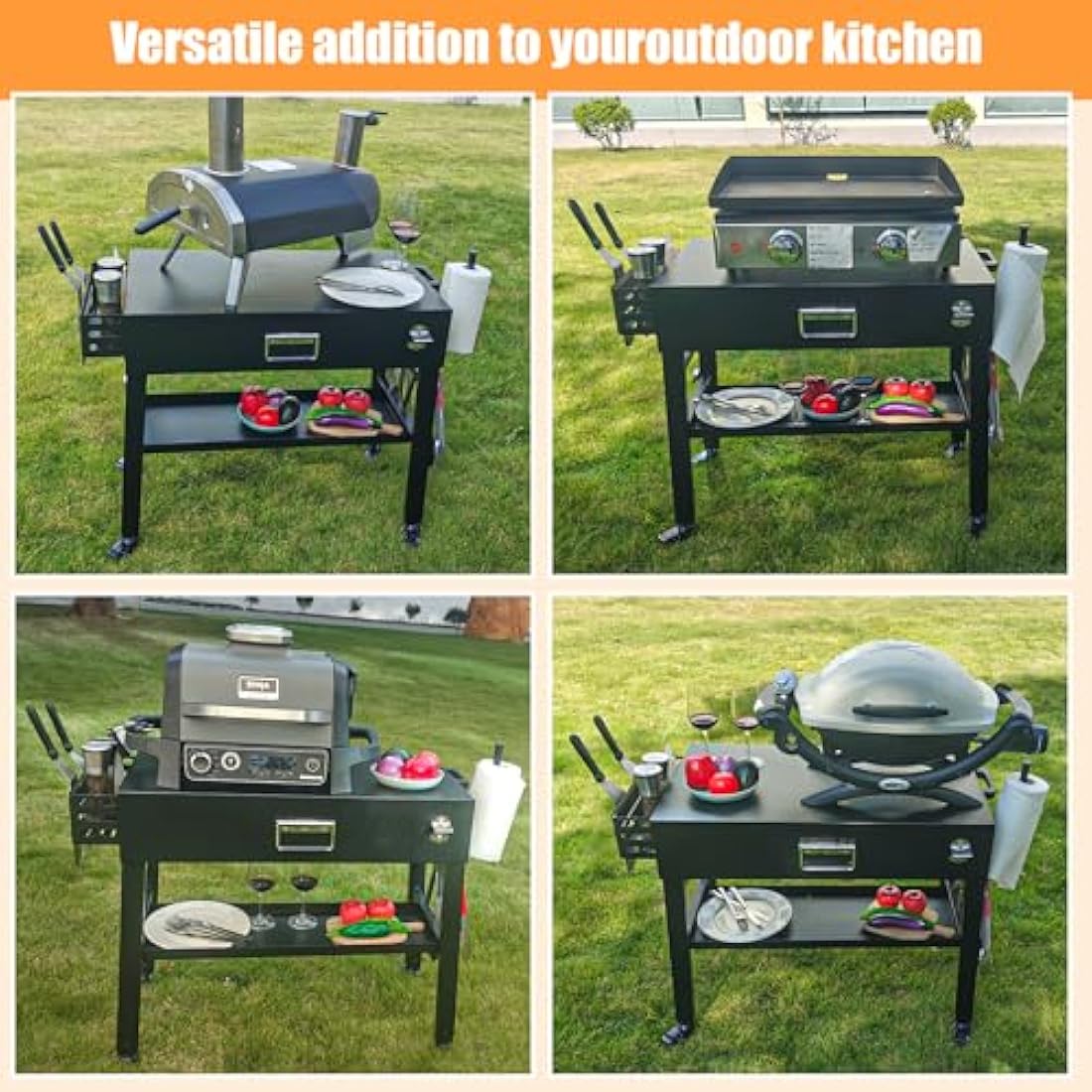 Jolof Store Portable Grill Cart – Folding Stand for Ninja Woodfire & Blackstone