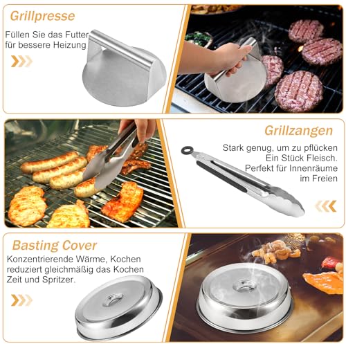 zycBernoi 19-Piece Griddle Accessories Kit – Stainless Steel BBQ Tool Set