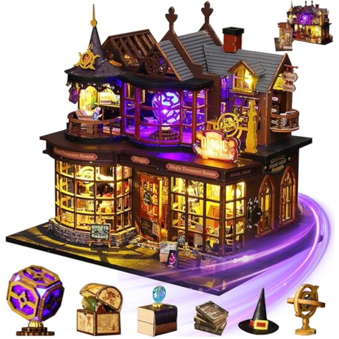 Mostop DIY Miniature Dollhouse Kit - Magic Treasure House with LED Light
