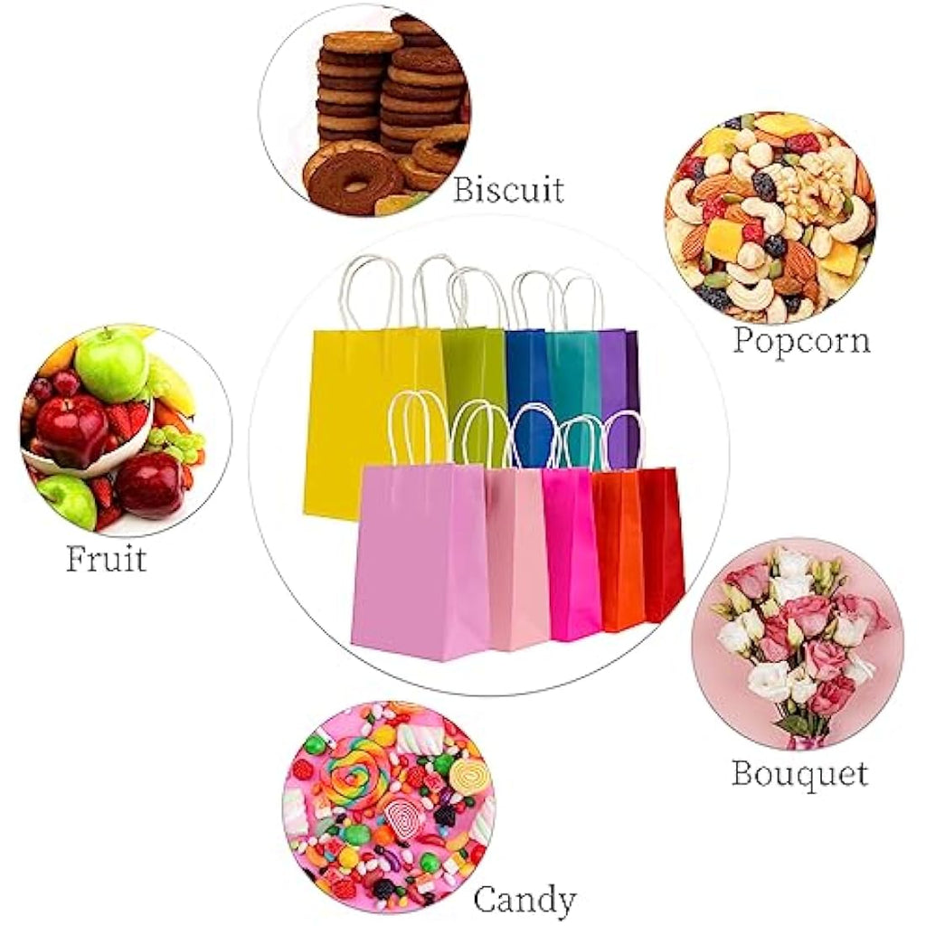 30 Pcs Kraft Paper Party Bags with Handles - 10 Colors