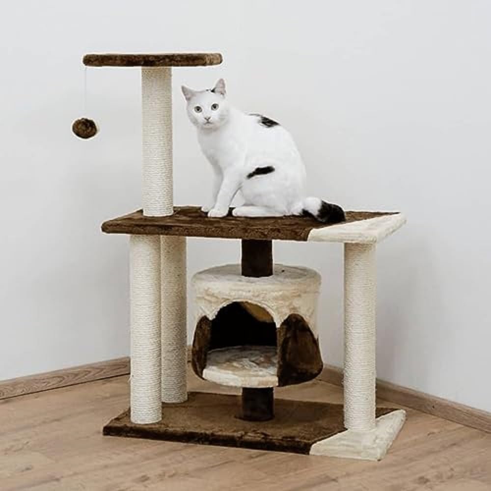Kerbl Jade Pro Cat Tree – 96cm Sisal Scratching Post with Cave, Beige