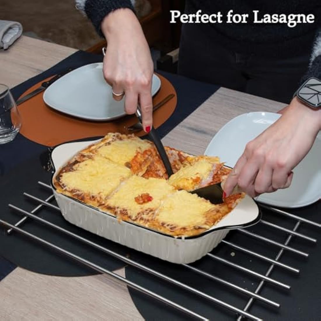 NUTRIUPS 34oz Ceramic Baking Dishes – Set of 4 Rectangular Lasagna Pans