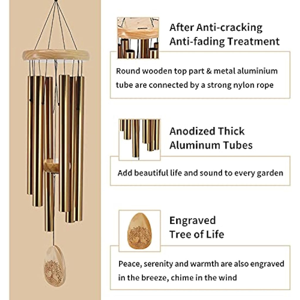 Astarin Memorial Wind Chimes - 30 Inch Deep Tone Sympathy Gift - Bronze