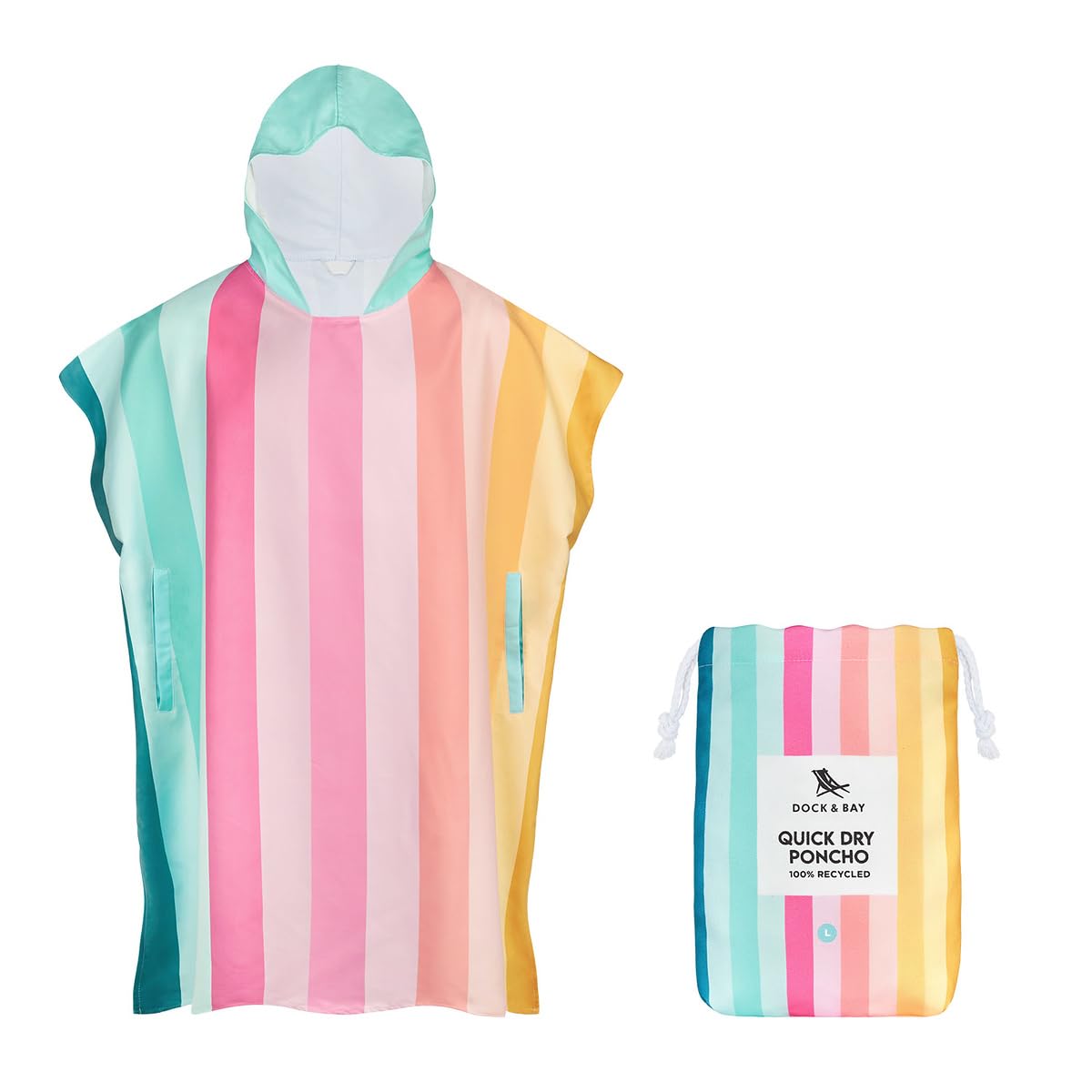 Dock & Bay Adult Beach Poncho | Quick Dry Hooded Changing Robe - Large