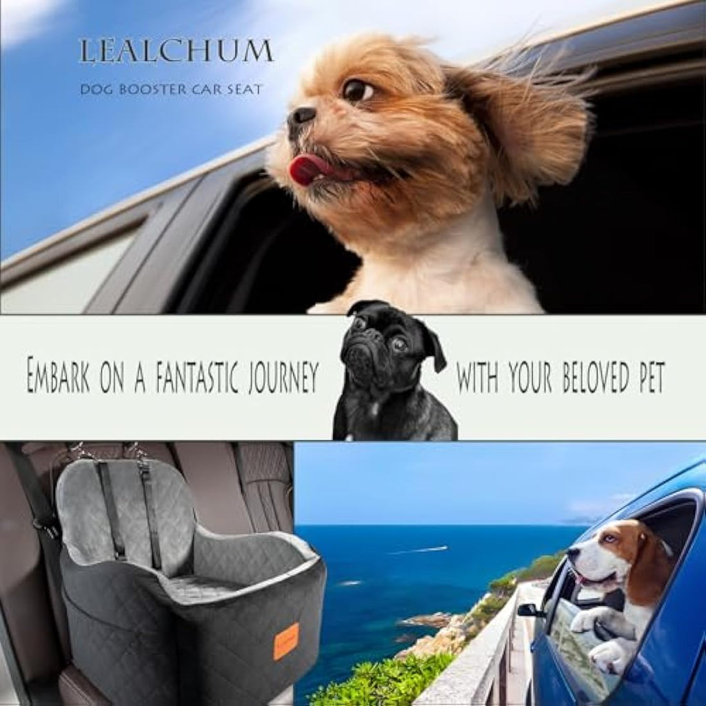 Lealchum Dog Booster Car Seat – Washable Memory Foam Pet Seat, Medium