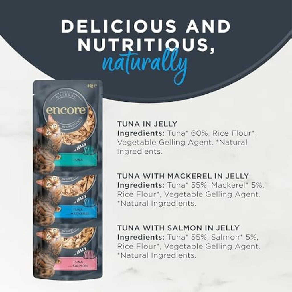 Encore Natural Wet Cat Food – Tuna & Fish Selection in Jelly, 20 x 70g