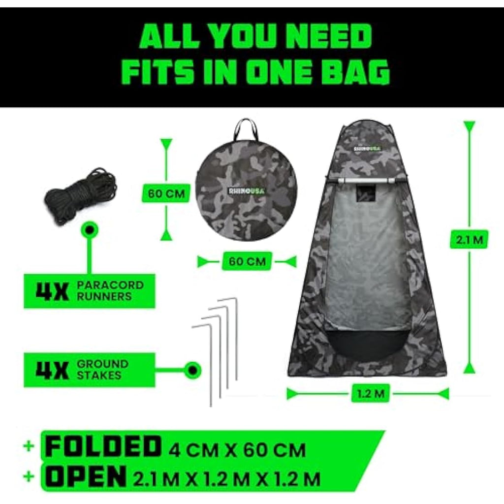 Rhino USA Pop Up Privacy Tent – Portable Camping Shower & Changing Room
