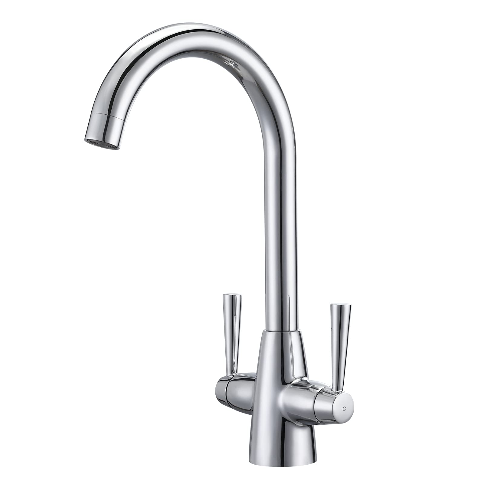 Peppermint Dual Lever Kitchen Tap – Chrome Stainless Steel Swivel Mixer
